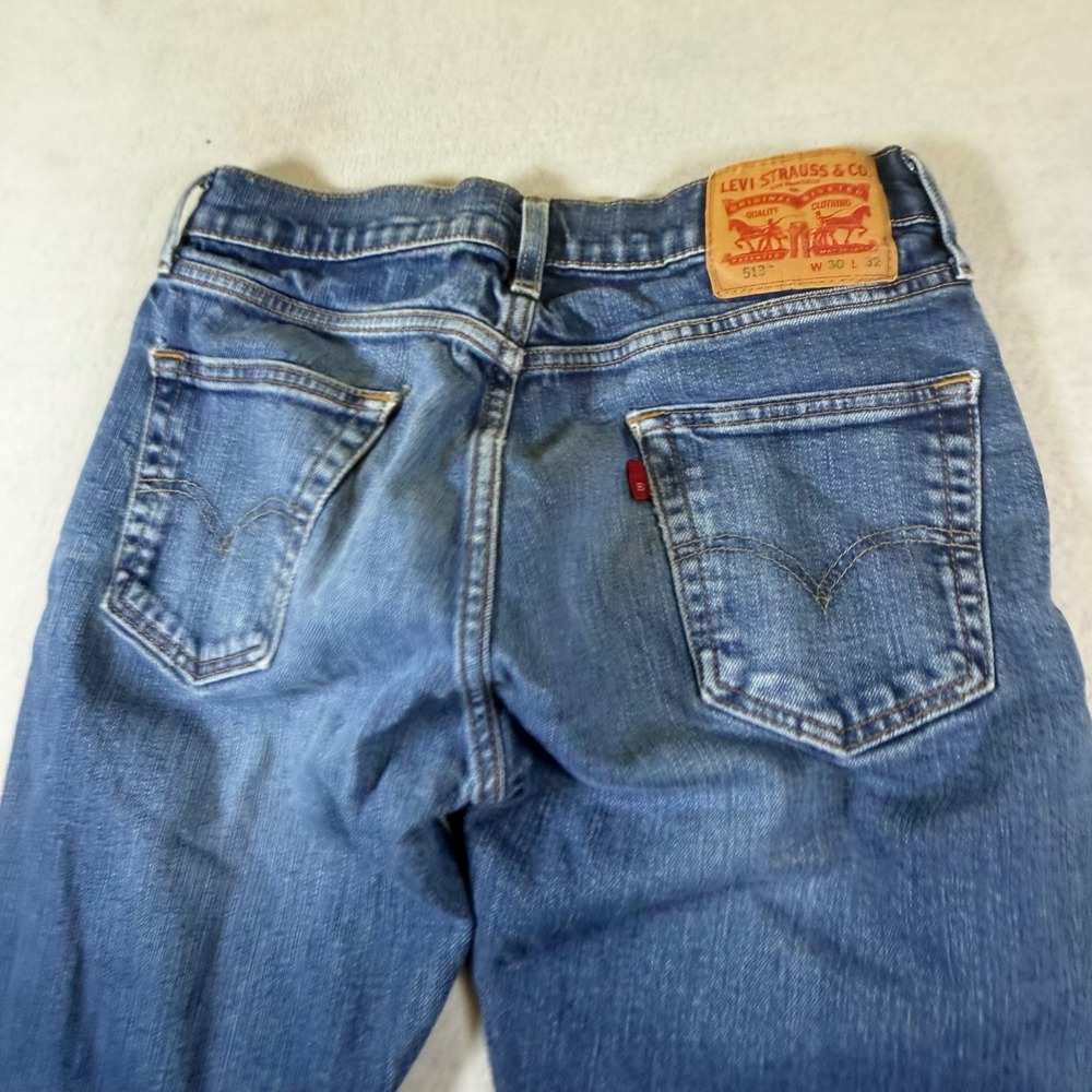 Levis 513 Slim Straight Jeans‎ Mens 30x32 Medium Wash Blue Denim Pants